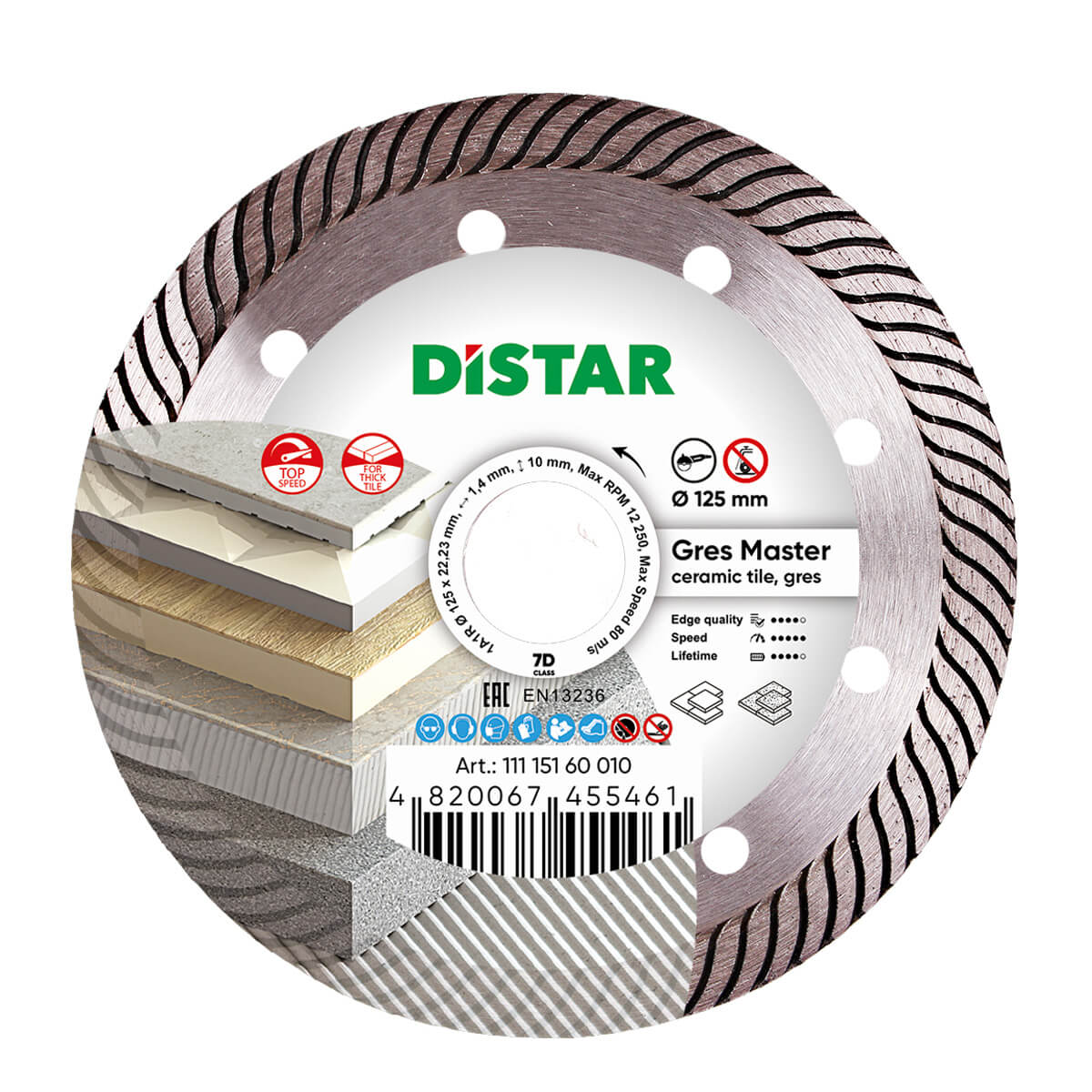 Disque diamant Gres Master 125*1.4*10*22.23