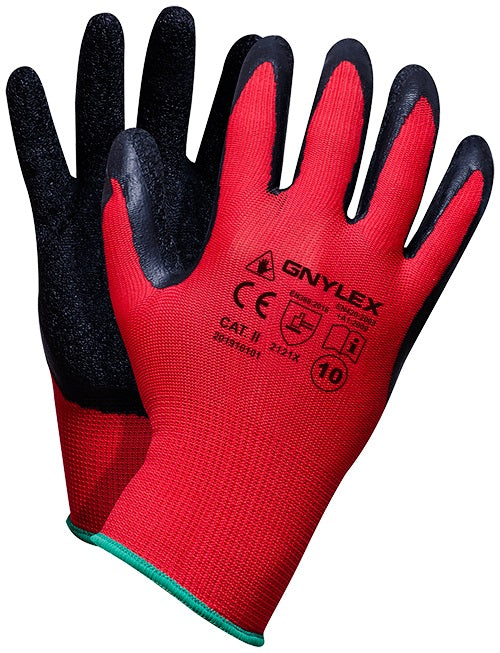 Mănuși Poliester+latex Gnylex (rtela) Roșu-negru 9