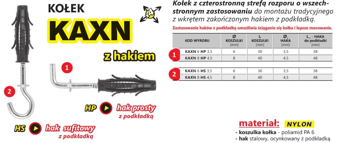 Kaxn 6 Spina di espansione versatile Gancio dritto 3,5/p
