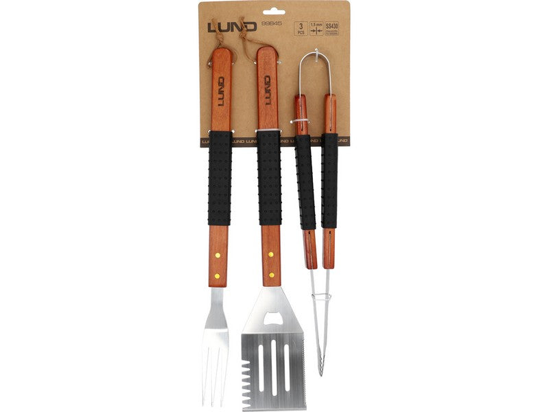 Set Accesorii Gratar Maner Lemn 3 Buc.