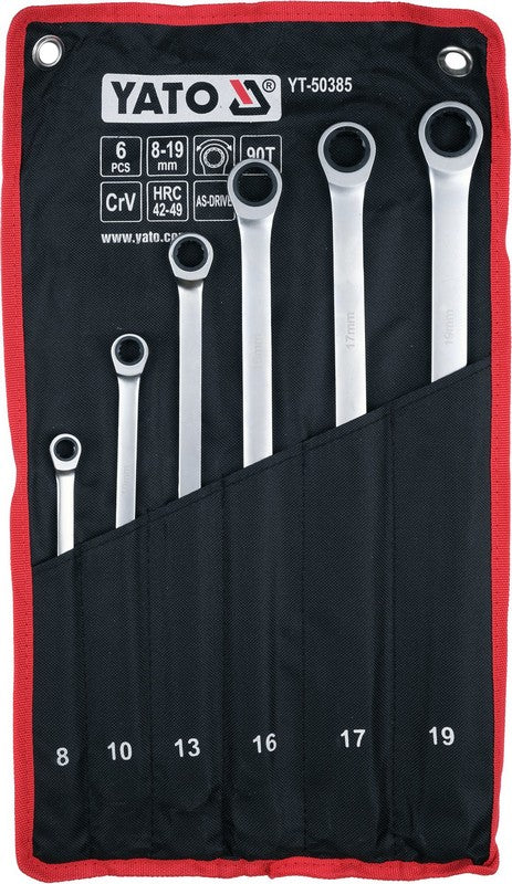 Ratel-ringsleutelset lang 8-19 mm 6-dlg