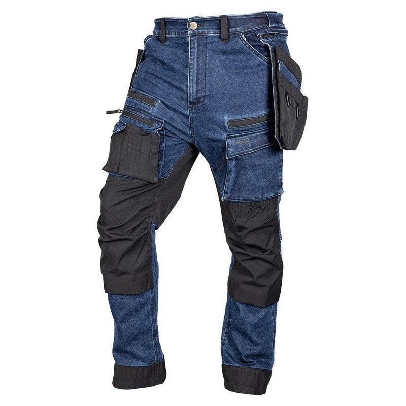Denim Work Trousers With Cordura Reinforcements Navy Blue Size S
