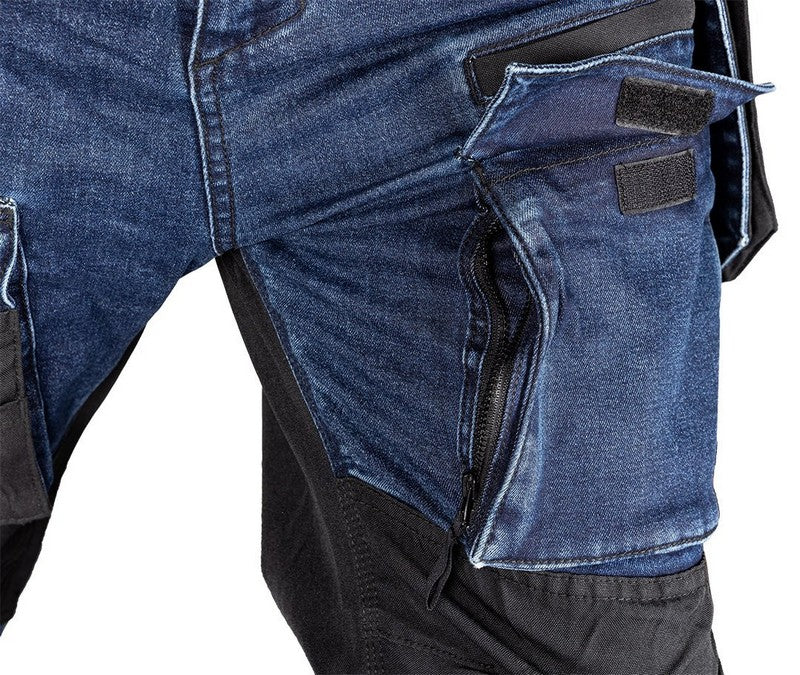 Denim Work Trousers With Cordura Reinforcements Navy Blue Size S
