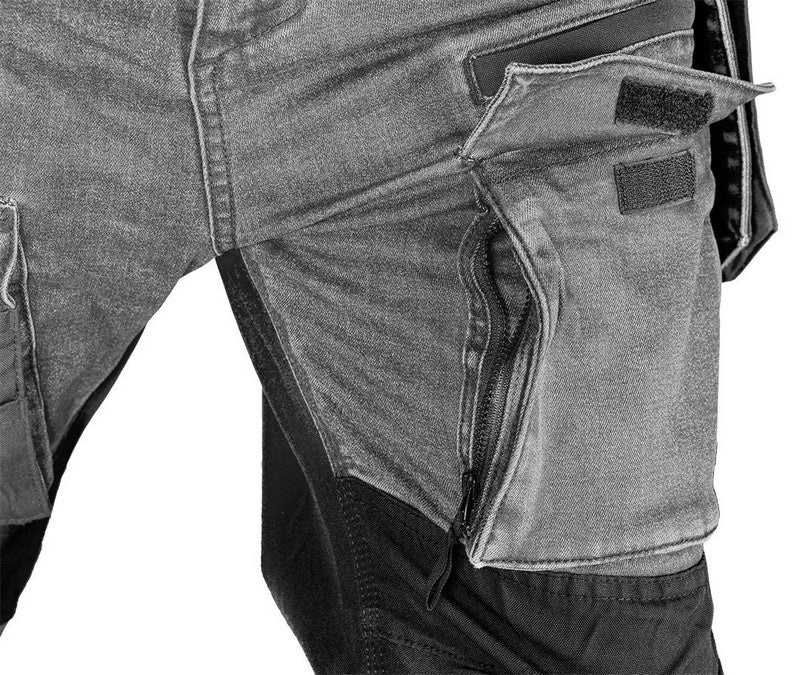 Denim Work Trousers With Cordura Reinforcements Gray Size M