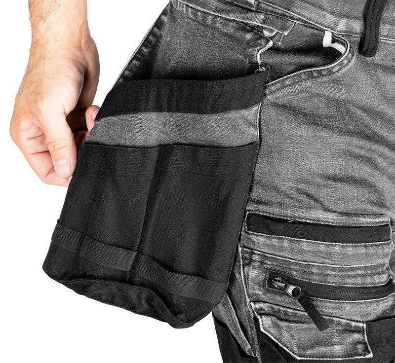 Denim Work Trousers With Cordura Reinforcements Gray Size M
