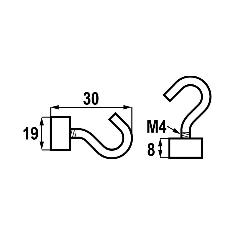 Ímã Redondo De Neodímio Com Gancho M4 19*8mm 2 Pcs Stahl