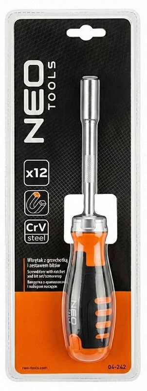 Ratchet Screwdriver With 12 Piece Bit Set