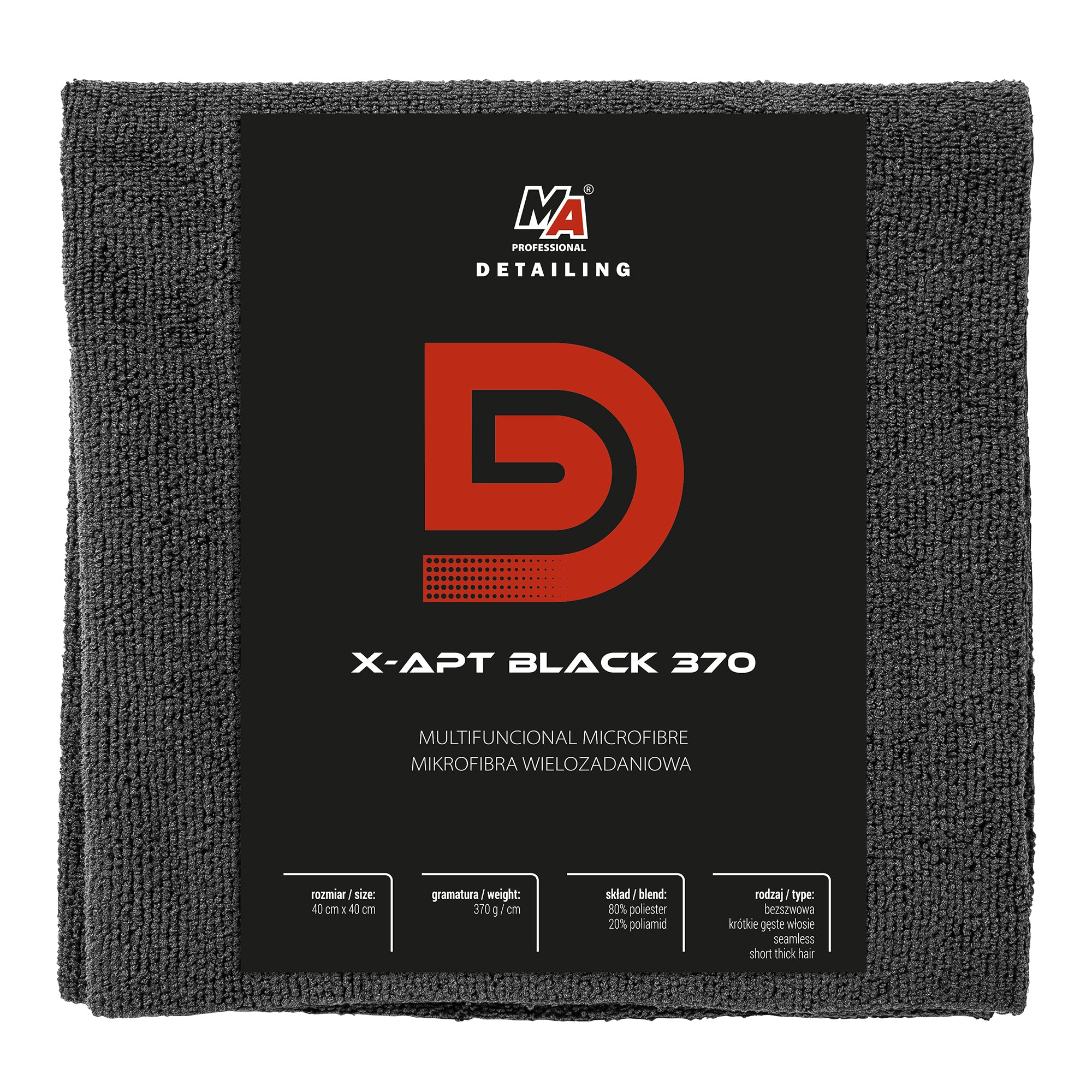 Detailer Microfibra X-apt Negro 370g/m2 40*40