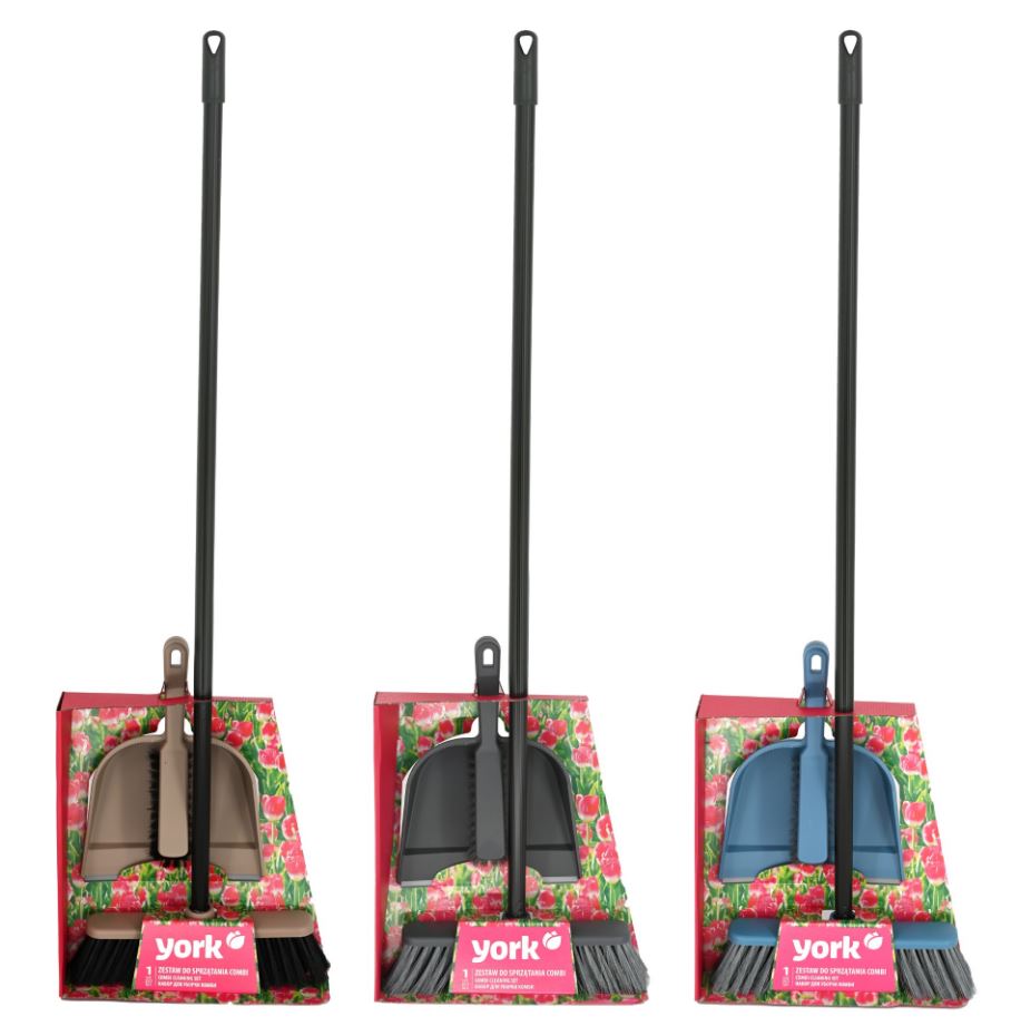 Ensemble de nettoyage York Combi Brosse + Pelle à poussière + Balai + Manche
