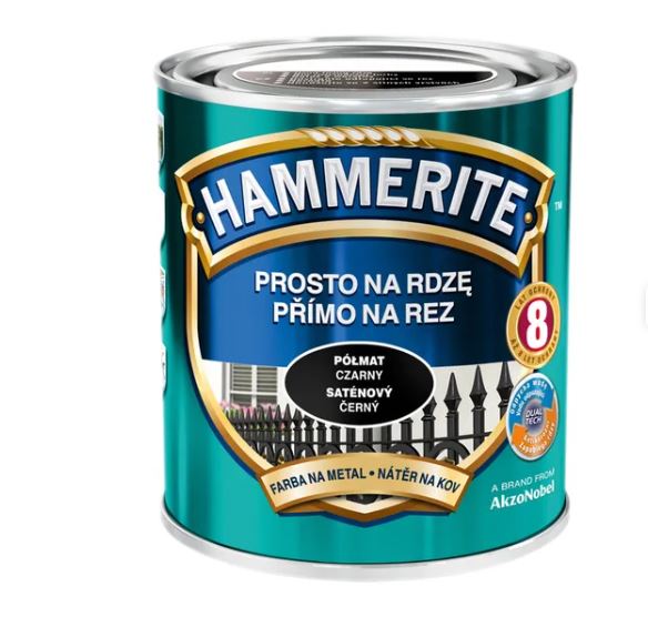 Emalj Hammerite Svart Satin Halvmatt 0,7l
