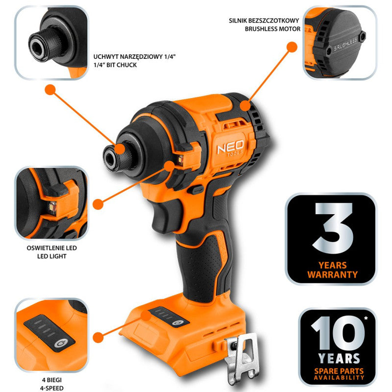18v 300nm Hex 1' Impact Driver utan batteri