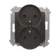 Simon 10 Double Socket With/unit + Covers Brown Mat Met.