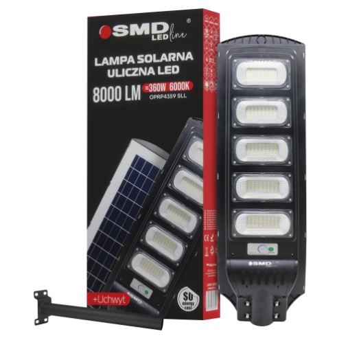 Lampione stradale solare a led 360w 20ah 6000k 800lm + supporto