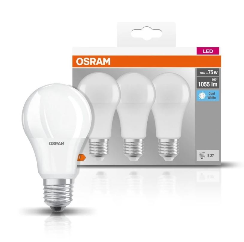 Lampadina Led A60 Attacco 10w E27 4000k 1055lm pacco da 3