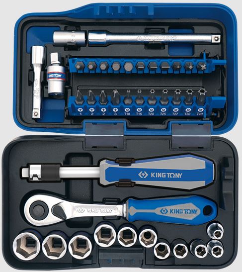 Set di prese 1/4 a 6 angoli 39 pezzi 5-14 mm con accessori