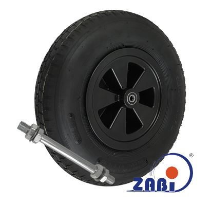 Pneumatiskt hjul 400mm 2pr med axel 400x2tł/12