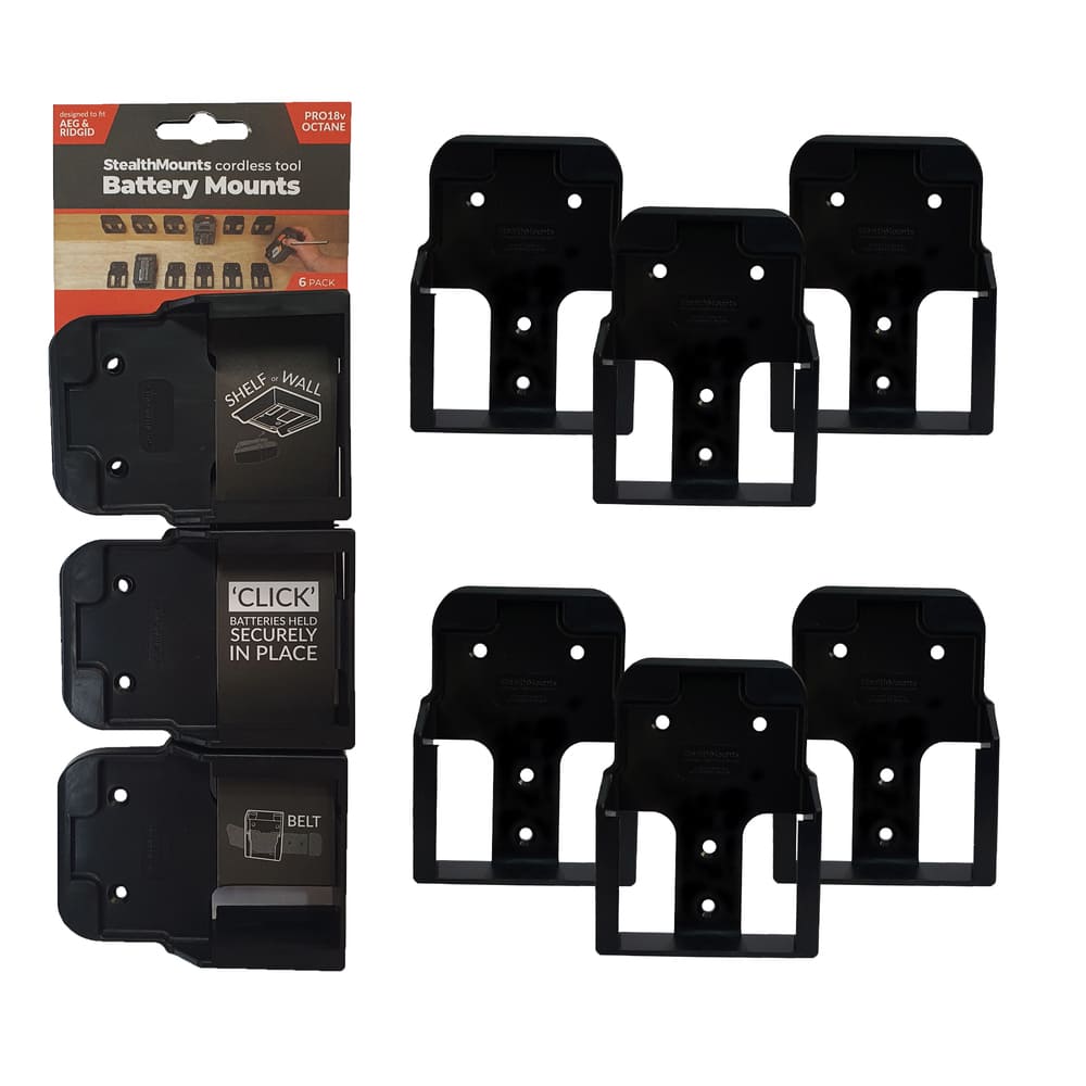 Стойки за батерии за Aeg & Ridgid 18v 6 пакета Stealthmounts