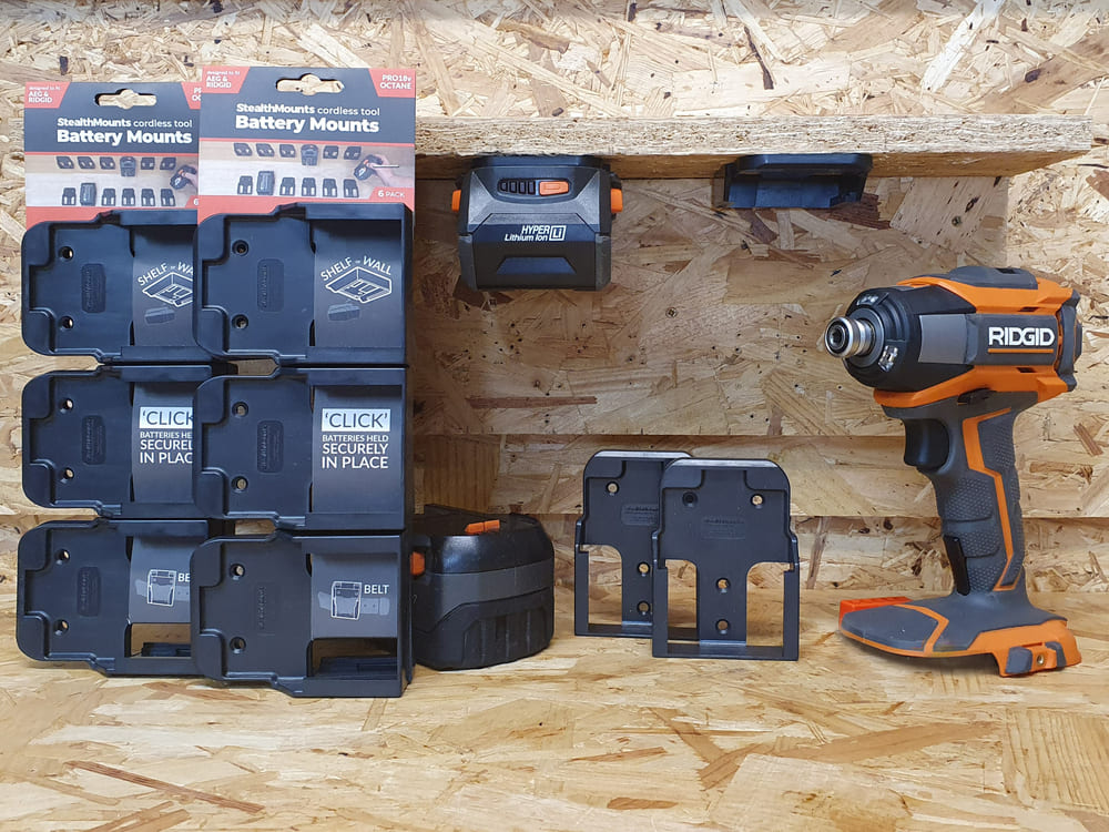 Стойки за батерии за Aeg & Ridgid 18v 6 пакета Stealthmounts