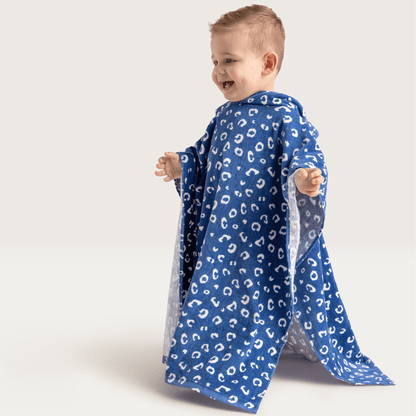 Swim Essentials Strandponcho – Blau – Leopard – 65 x 65 cm