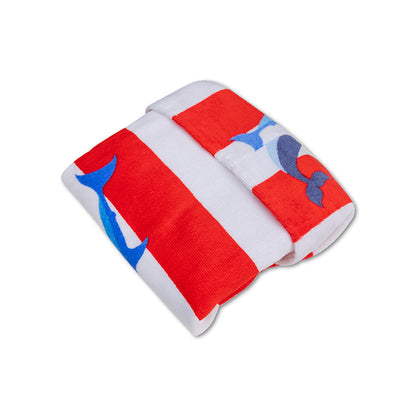 Swim Essentials Strandponcho – Rot/Weiß – Ocean Stripes – 65 x 65 cm