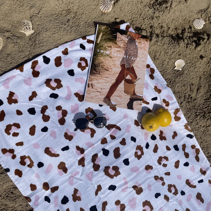 Swim Essentials Strandtuch Baumwolle – Khaki – Leopard – 135 x 65 cm