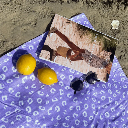 Swim Essentials strandtörölköző pamut - lila - leopárd - 135 x 65 cm