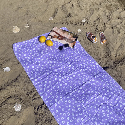 Telo Mare Swim Essentials In Cotone - Lilla - Leopardo - 135 X 65 Cm
