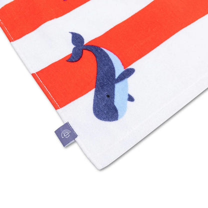 Serviette de plage Swim Essentials en coton - Rouge/blanc - Rayures océan - 135 x 65 cm