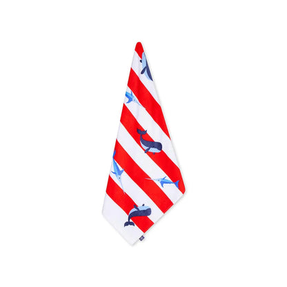 Serviette de plage Swim Essentials en coton - Rouge/blanc - Rayures océan - 135 x 65 cm