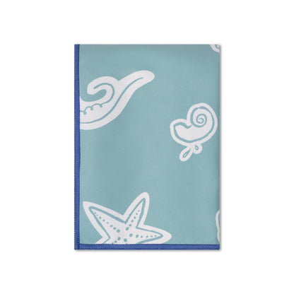 Swim Essentials Prosop de plajă din microfibră - Verde - Surf Dogs - 135 X 65 Cm