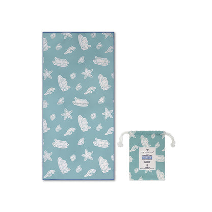 Swim Essentials Beach Towel Microfiber - Green - Surf Dogs - 135 X 65 Cm