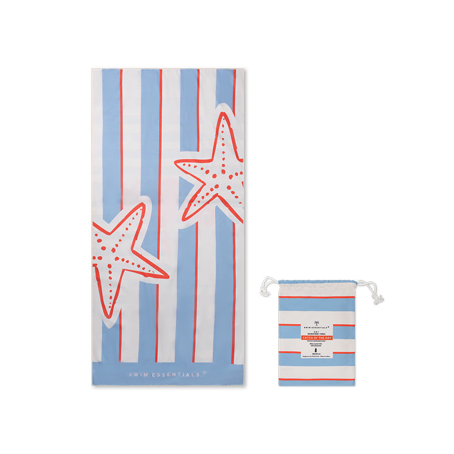 Swim Essentials Beach Towel Microfiber - Multicolored - Catch Of The Day - 180 X 90 Cm