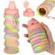 Water Bottle Bidon Silicone Folding With Handle Sports 500ml Rainbow