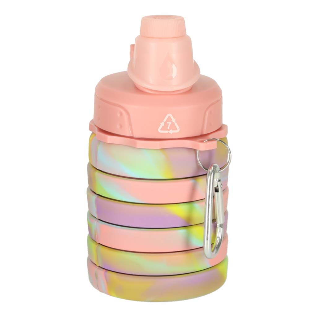 Botella De Agua Bidon Silicona Plegable Con Asa Deportiva 500ml Arco Iris