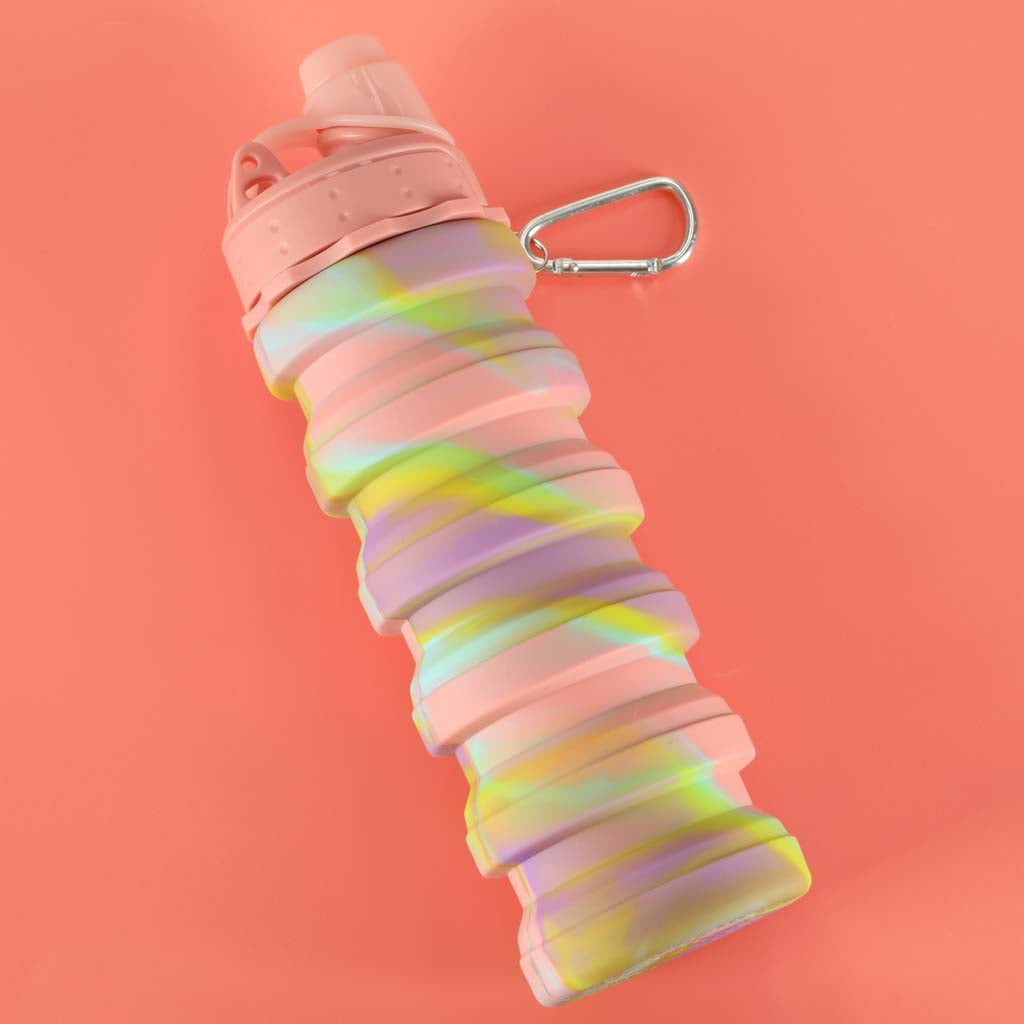 Water Bottle Bidon Silicone Folding With Handle Sports 500ml Rainbow