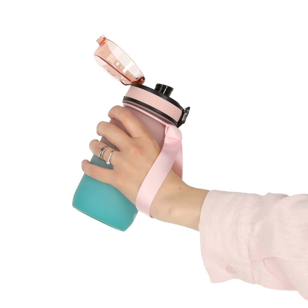 Vizes palack Bidon Szalmanyéllel Sport 600ml Pink-kék