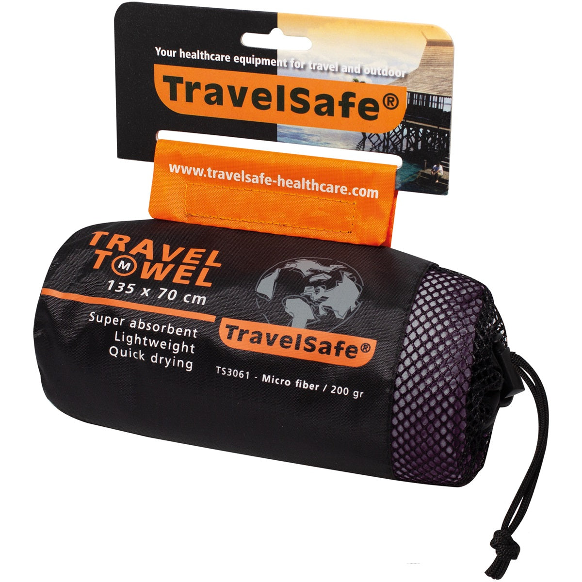 Travelsafe Ręcznik podróżny z mikrofibry M, szary
