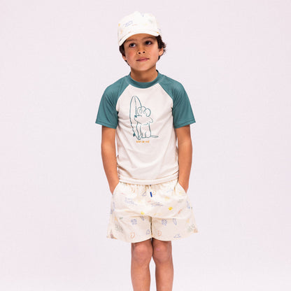 Swim Essentials Zwemshirt Korte Mouwen - Groen - Surfer