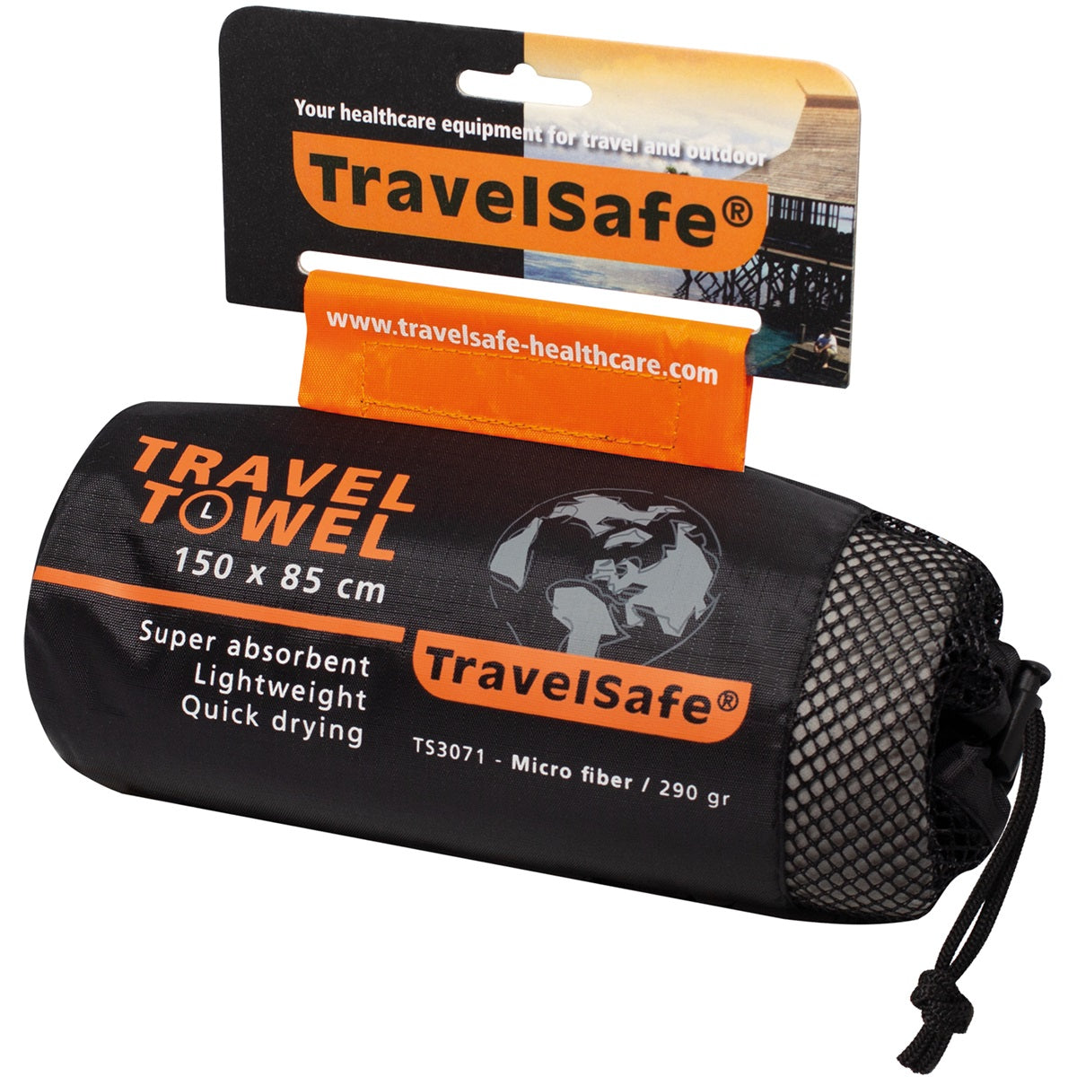 Travelsafe Ręcznik podróżny z mikrofibry L, szary