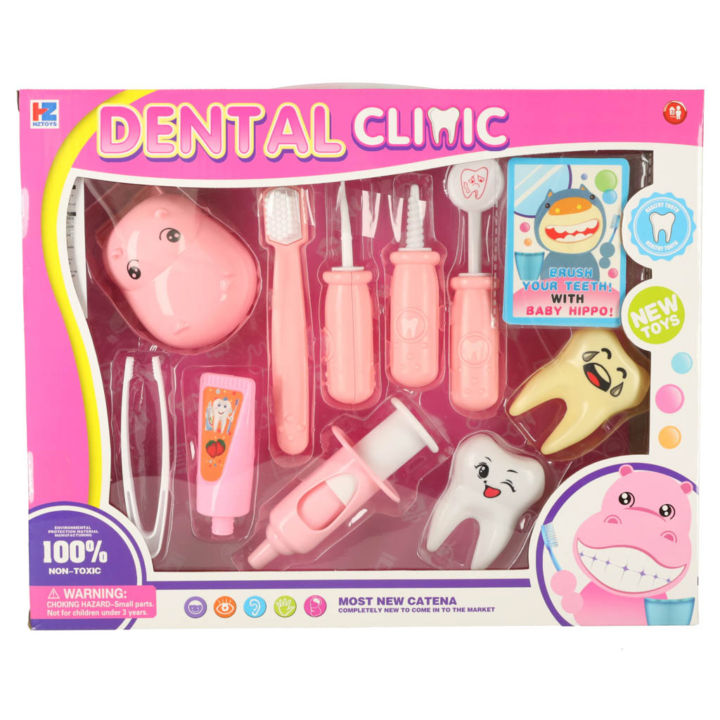 Dentist Medical Kit Hippo Pink