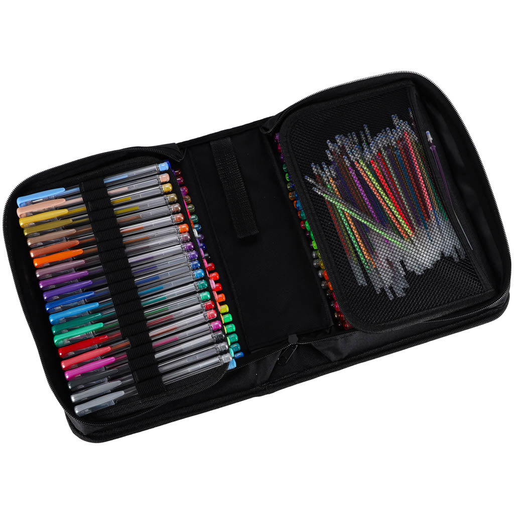 Canetas de gel coloridas em estojo 100 peças + 100 recargas