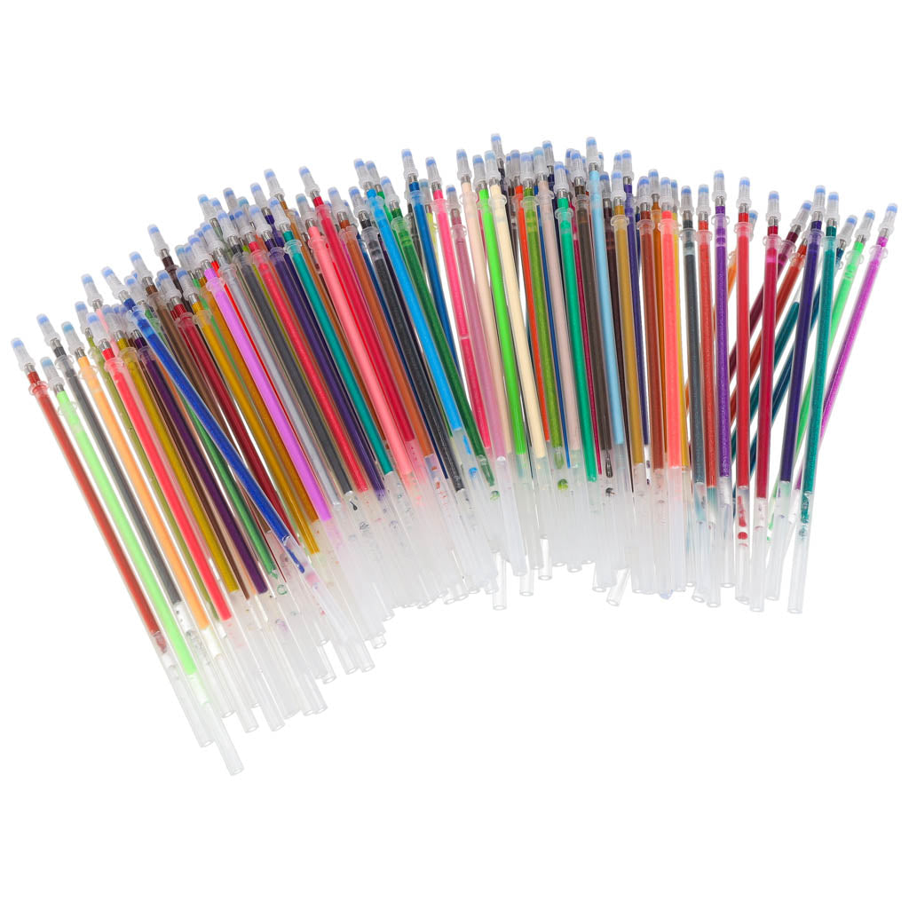 Canetas de gel coloridas em estojo 100 peças + 100 recargas