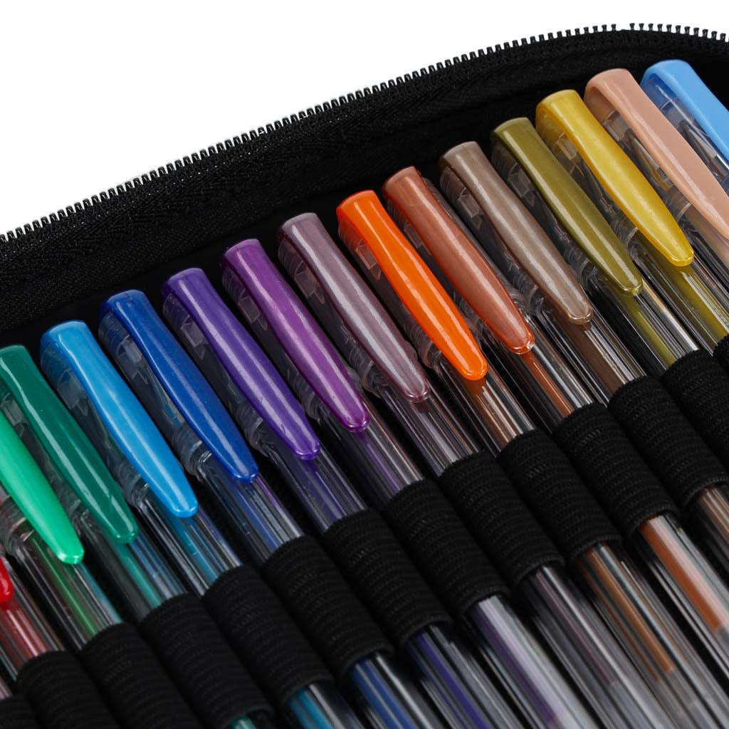 Canetas de gel coloridas em estojo 100 peças + 100 recargas