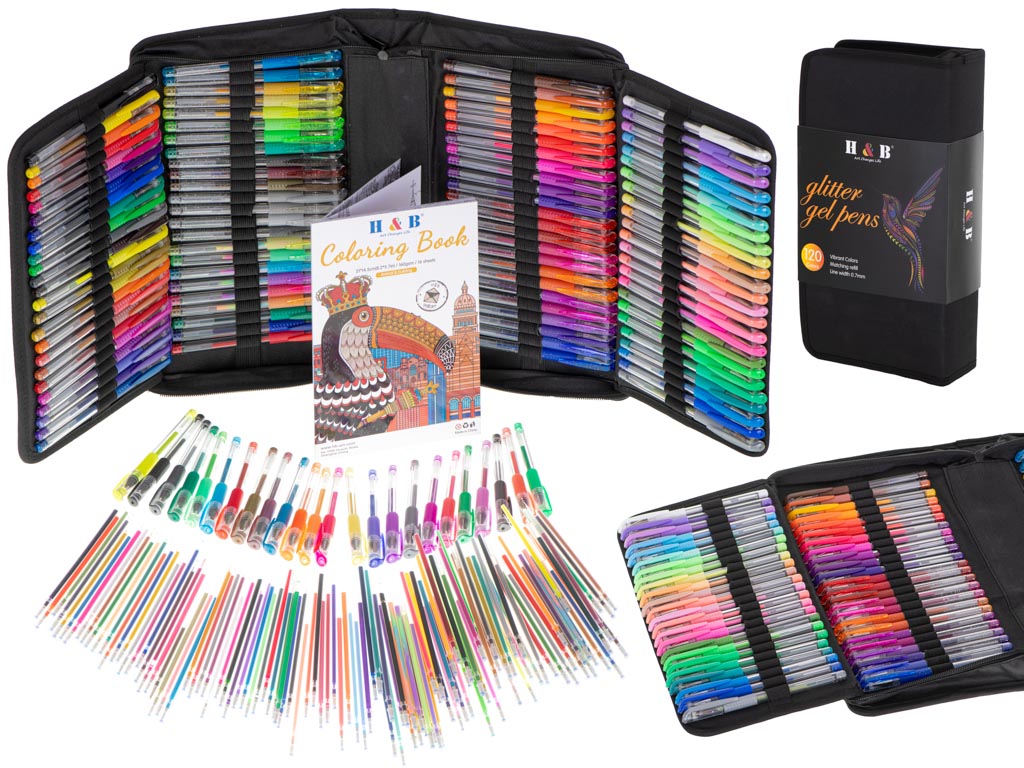 Stylos Gel Couleur En Etui 120pcs + 120 Recharges
