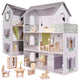 Wooden Dollhouse + Furniture 70cm Grey