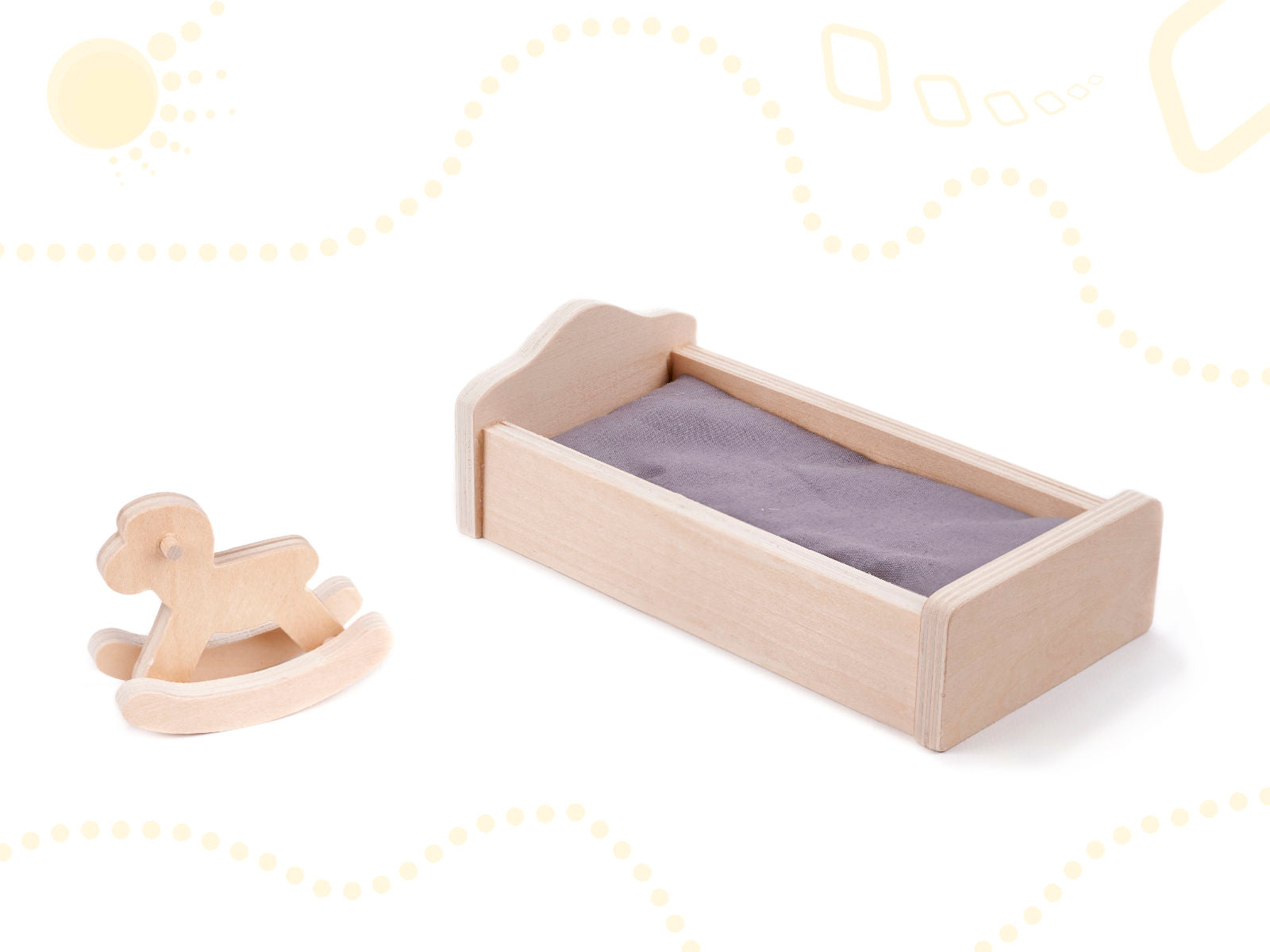 Wooden Dollhouse + Furniture 70cm Grey