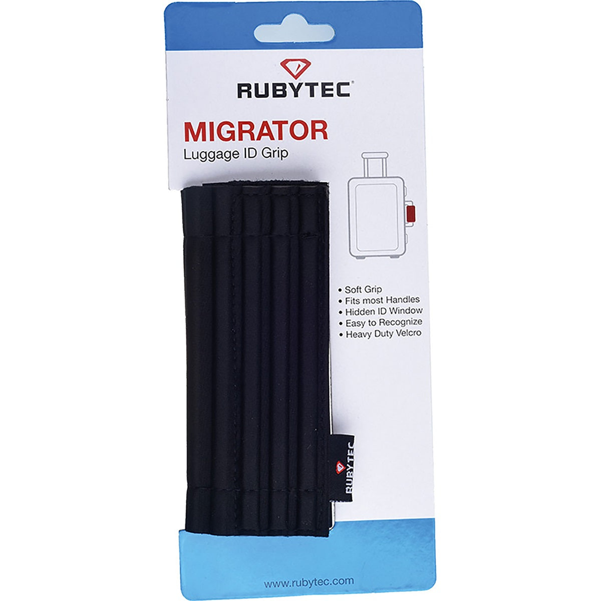 Rubytec Migrator - Agarre para identificación de equipaje, color negro