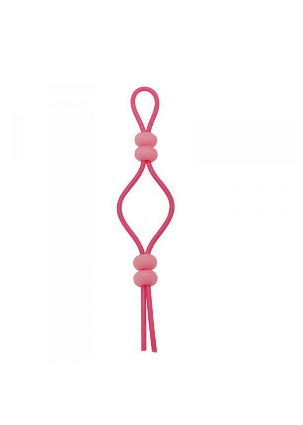 Adjustable Silicone Penis Ring With Four Pearls Black