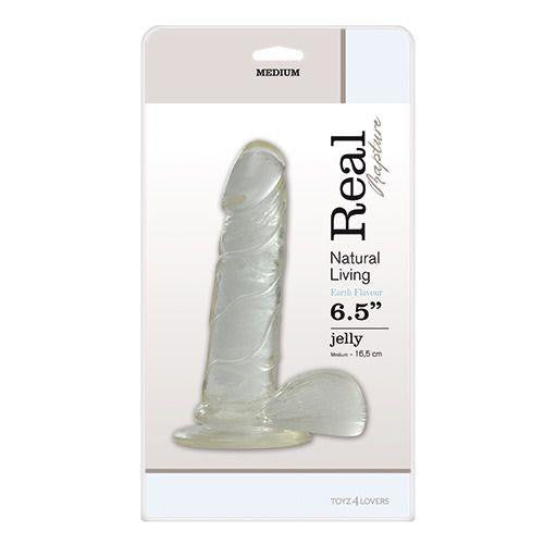 Jelly Dildo Realistic Veined Suction Cup 16.5 Cm Transparent