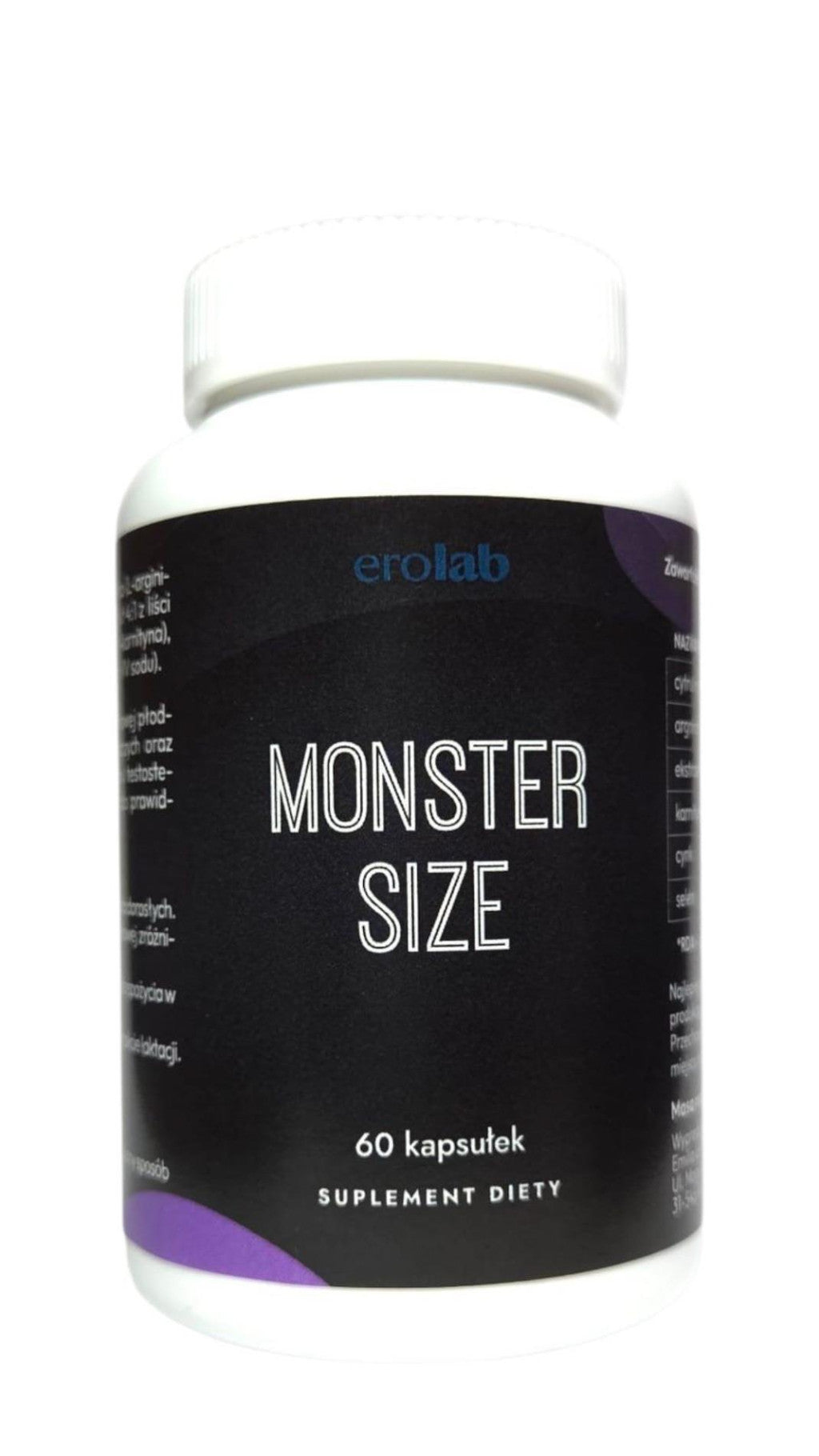 Monster Size Dietary Supplement Potency Enhancer 60 Capsules Natural Ingredients